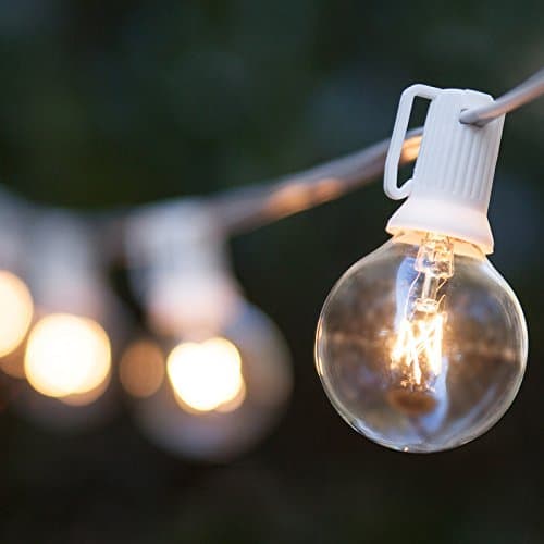 25 Feet G40 String Lights with 25 Globe Lights for Indoor Outdoor Use - Perfect for Wedding, Bedroom, Patio Lights by Noza Tec (White)