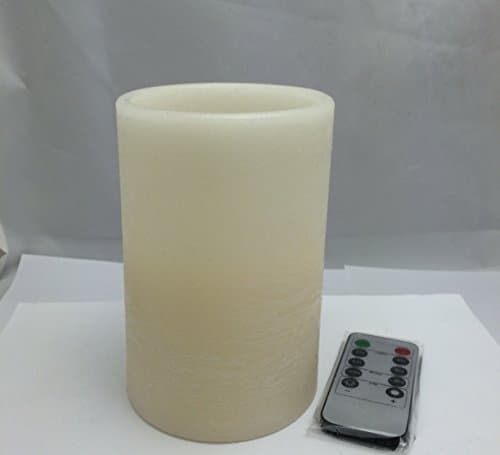 Ivory wax Lights with timer, Battery Operated candle with rustic , multi-function Remote Set of 1, 4 by 6inch height,vanilla scent