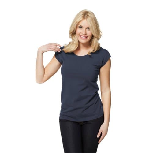 Modbod Modest Layering Scoop Neck Cap Sleeve Shirt - Extra Length (Large, Midnight)