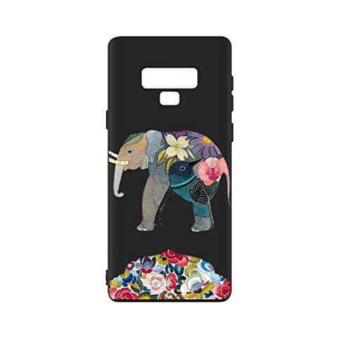 Mioc Samsung Galaxy Note 9 Black Case, Luxury Personality 3D Scrub Embossed Painted Pattern Soft TPU Silicone Sleeve Ultra-thin Shock Absorbing Back Shell, Elephant