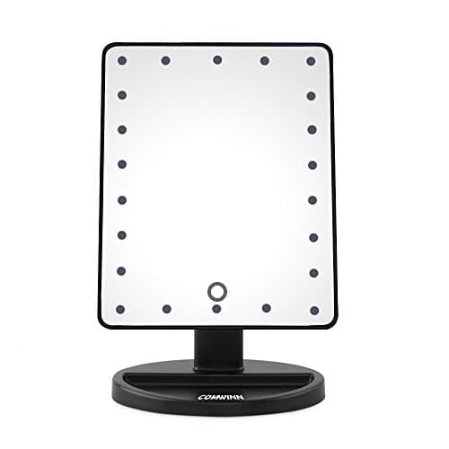 Comwinn 2nd Generation Makeup Mirror with Lights, 22 Bright LEDs, 10" Large Screen, Touch Dimmable with Memory Function, Lighted Illuminated Vanity Cosmetic Mirrors (22 LEDs, Black)