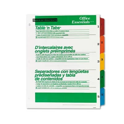 Office Essentials 11667 Table n Tabs Dividers, 5-Tab, Letter