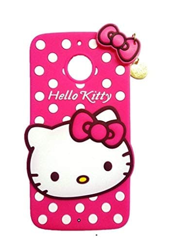 ANVIKA Cute 3D Soft Silicone Printed Smiley Hello Kitty with Pendant Back Case Cover for Moto G6