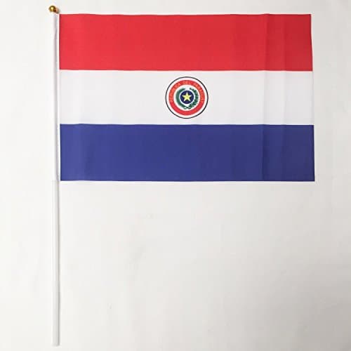 Paraguay 12-Pack 4 x 6 Inch Polyester Country Hand Flags Desk Waving Parade