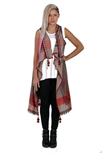 Kermalley Women's Sleeveless Embroidered Long Keffiyeh (Pattern #18)