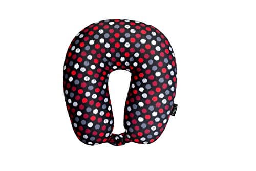 Sttelli Microbead Travel Neck Support Pillow for Kids & Adults - Red Flurries with Snap