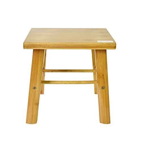 Cyanbamboo Bamboo Stool Square Bench for Kids Stool Bamboo Stool Chair for Shower Outdoor Fishing (L:9.45 W:7 H:9.45 Inch)