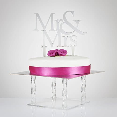 Mr & Mrs Wedding Cake Topper - Silver / Clear | Traditional Wedding Cake Topper Alternative