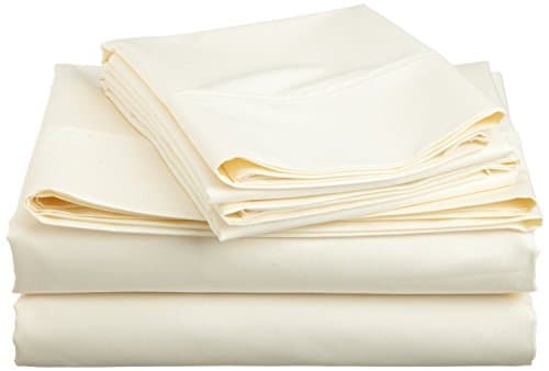 Rinku Linen 300 Thread Count Egyptian Cotton 4-Piece Sheet Set Emperor (84" x 84") Ivory Solid Fit Up to 8" Inches Deep Pocket .