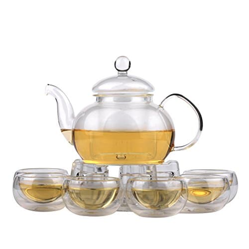 YSF 550ml Really borosilicate glass filtrate tea maker teapot with 6 piece 50ml tea cups glass Infuser tea set