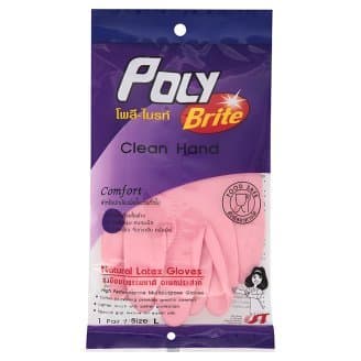 Poly-brite Clean Hand Natural Latex Gloves Size S , 2 Pairs By Thaidd