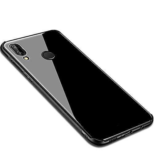 WPRIE Luxurious Toughened Glass Back Case with Shockproof TPU Bumper Back Case Cover for Honor Play (Black Glass Case)