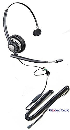 ShoreTel Compatible Plantronics Ultra Noise-Canceling VoIP Mono Headset Bundle | Telephone Interface Cable Included | ShoreTel IP Phones: 420, 480, 480g, 485g