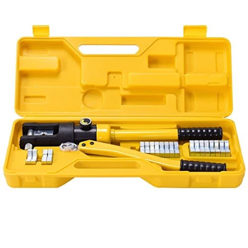 16 Ton Hydraulic Wire Terminal Crimper Battery Cable Lug Crimping Tool w/Dies