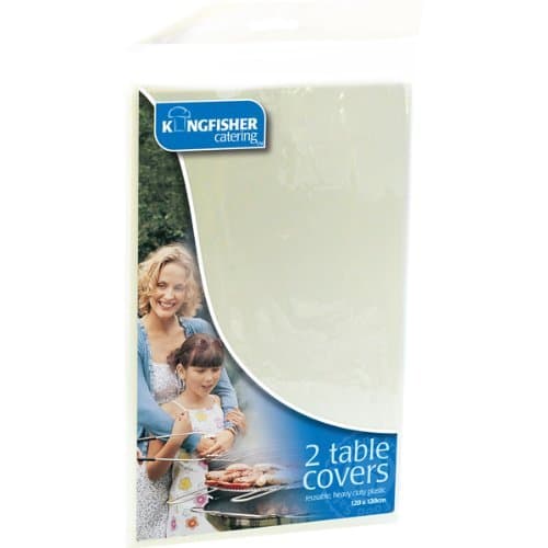 Kingfisher KCTC1 Disposable Plastic Table Covers 120 x 120cm White Pack Of 2