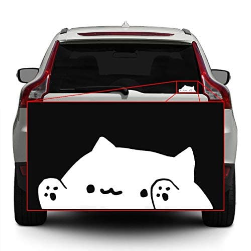 Bongo Cat Funny Meme Vinyl Laptop Wall Car Window Sticker Decal Graphic (5in x 2in, White)