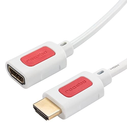 Rocabo HDMI high-speed extension cable with ethernet, 4 K ultra HD, compatible with TV, DVD, projector