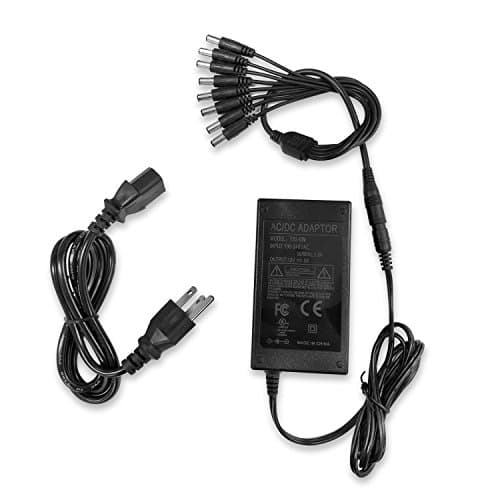 Power Supply, Savvypixel 12V 5A Power Adapter Transformer + 8 Split Power Cord for CCTV Security Camera and 5050 3528 5630 Flexible RGB LED Strip Lights, Tape Lights