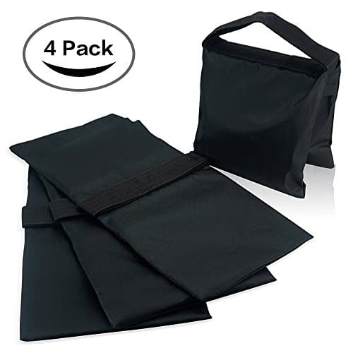 4 Pack Sandbag Heavy Duty Saddlebag Design for Photography Light Stands Boom Arms Tripods Black