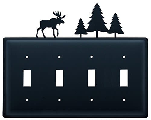Iron Moose & Pine Quad Switch Cover - Black Metal