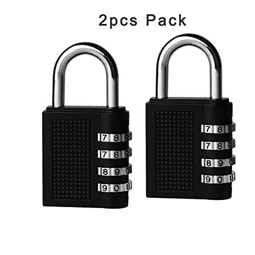 2pcs Combination Lock 4 Digit Padlock for School Gym Locker, Sports Locker, Fence, Toolbox, Case,Hasp Storage etc - Black