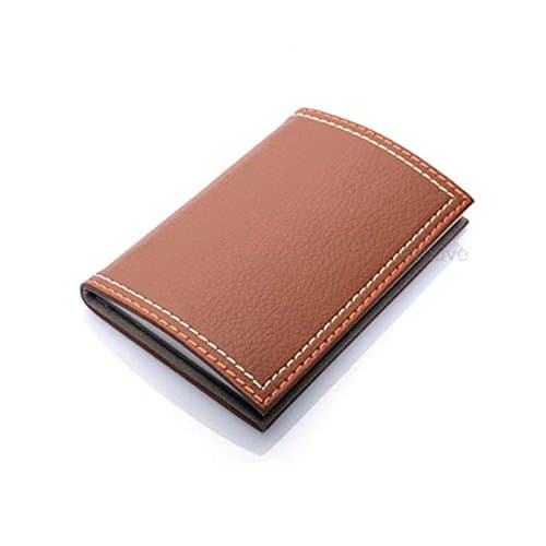 Luxury GT1 Personalized Business Card Holder Case 3 3/4" x 2 1/2" x 3/8" Light Brown Excuve - Free Engraving