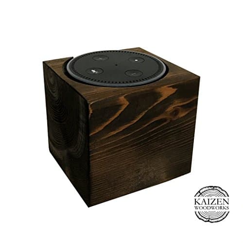 Echo Dot Wood Stand, Espresso, 4x4x4, Distressed, Rustic Amazon Alexa Stand, Handmade in USA, Fits Echo Dot 2nd Generation, Decorative Wood Holder For Alexa, Made from Cedar, Espresso, 4x4