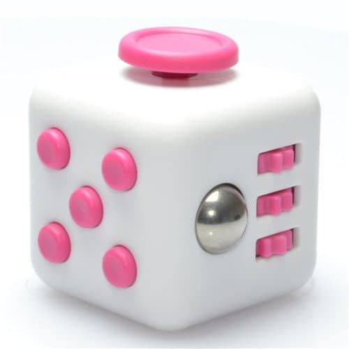 Viotte Fidget Cube Relieves Stress and Anxiety Attention Toy for Work, Class, Home(white/pink)