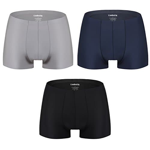 UnderFit Men's 3-Pack Stretchable Seamless Microfiber Boxer Briefs (M, BlackGrayBlue)