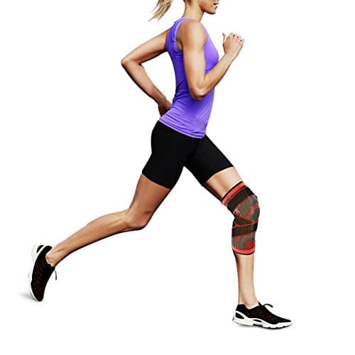 Adjustable Athletics Knee Brace Compression Sleeve by Maskali - Support for all sports - Joint Pain Relief and Improve your Performance-Single Wrap (Large, Red)