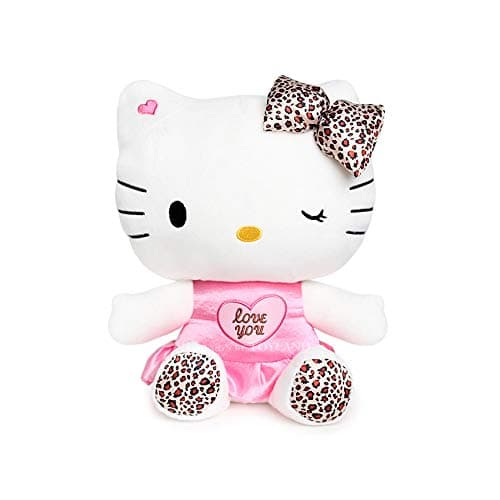 DicoLand Hellokitty Leopard Doll, Stuffed Cute Cat Plush Animal, Plush Toy, Gifts for Girls, 12", Pink