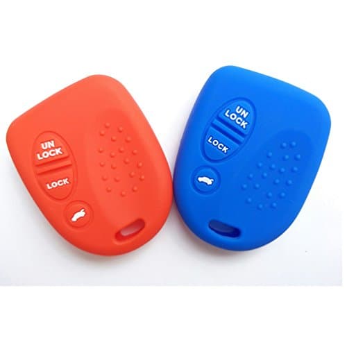 2Pcs MJKEY Blue Red Silicone 3 Buttons Keyless Entry Remote Smart Key Case Cover Fob Skin Jacket Holder Protector for 2004 2005 2006 GM Pontiac GTO QQY8V00GH40001
