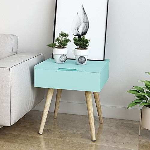 BS Small Coffee Table Modern Minimalist Living Room Side Table Bedroom With Storage Box, 40x 35x 35cm Living Room Furniture (Color : Blue)