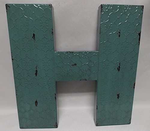 Fun 20" x 20" x 2" All Metal 3-D Industrial BLUE Metal Wall LETTER " H " Wall Art Decor