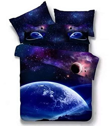 HOMIGOO 3D Galaxy Printing Bedding Set Soft Bed Sheet Set Twin Color K
