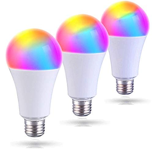 E27 Smart Light Bulb,7W RGBW Wifi Smart Bulbs,Remote Control Smart WiFi LED Bulb Warm White,Dimmable Multicolor Smart LED Light,No Hub Required,Works with Alexa and Google Home,60W Equivalent (3 Pack)
