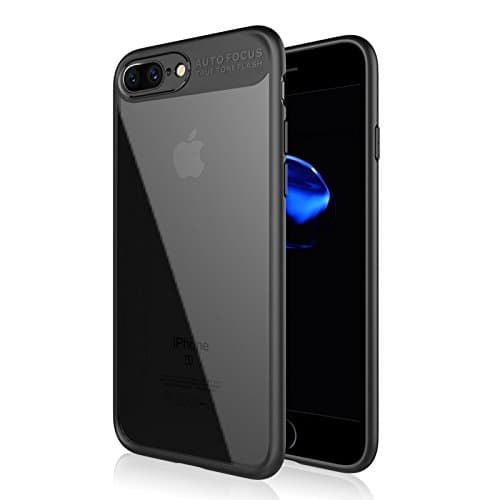 iPhone 7 Plus Case, iPhone 8 Plus Case, TUSBIKO Shockproof TPU Bumper with Clear Hard PC Back Hybrid Non-slip Slim Protective Cover Case for Apple iPhone 7 Plus 2016 / iPhone 8 Plus 2017 (Black)