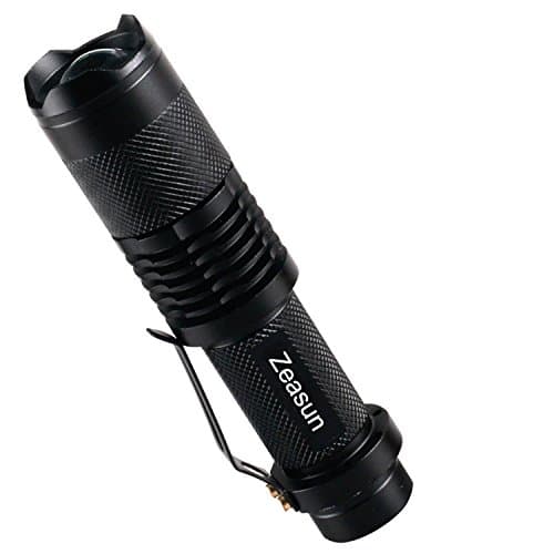Zeasun Max 900 Lumen MIni Weatherproof XML T6 LED Flashlight, Zoomable Focus Handheld Torch for Outdoor Activities (Black)