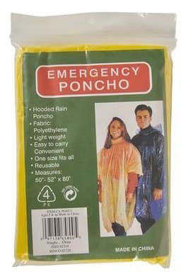 Disposable Rain Poncho Yellow, Sold in Bulk Quantity, (Each Piece Will Be Single Packed for Easy Carry on Or/and Hand Out)