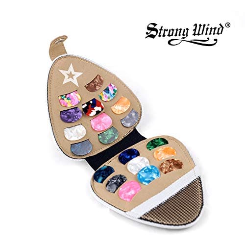 Strong Wind Celluloid Guitar Picks with Pick Holder Case,12 Pack Includes Thin/Medium/Heavy for Acoustic/Bass/Electric Guitars