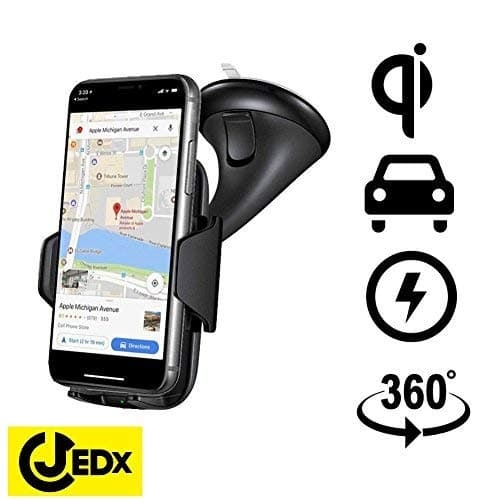 JEDx ABS Adjustable Fast Car Charger Mount, Wireless Air Vent Phone Holder Applicable for all iPhone X (Black)
