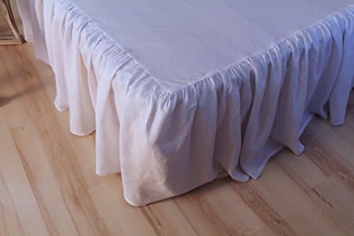 White or off-white linen dust ruffle, 100% linen bed ruffles , for king, queen, double and twin mattress sizes