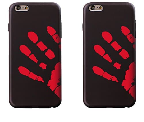 Thermal Sensor iPhone 8 Case(4.7Inch) Magical Color Changing Thermal Sensor Fluorescent Thermal Heat Induction Scratch-Resistant Matte Back Case-2 Black