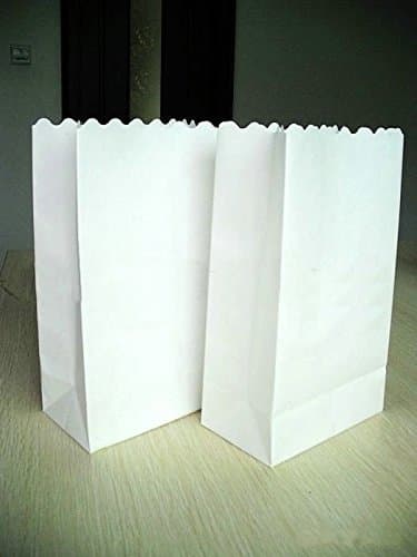 JoinwinPack of 20 New White Luminary Bags - Plain white Design - Wedding, Reception, Party and Event Decor - Flame Resistant Paper - Luminaria