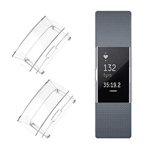 Ultra Slim Soft Full Cover Case for Fitbit Charge 2, Crystal,TPU Protective Casing Scratch Proof Transparent Frame Shell Accessories for Fitbit Charge 2 Watch (2PCS)