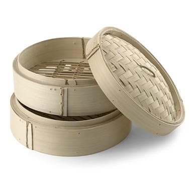 OneSource NEW LARGE 12-INCH BAMBOO STEAMER 2-TIER