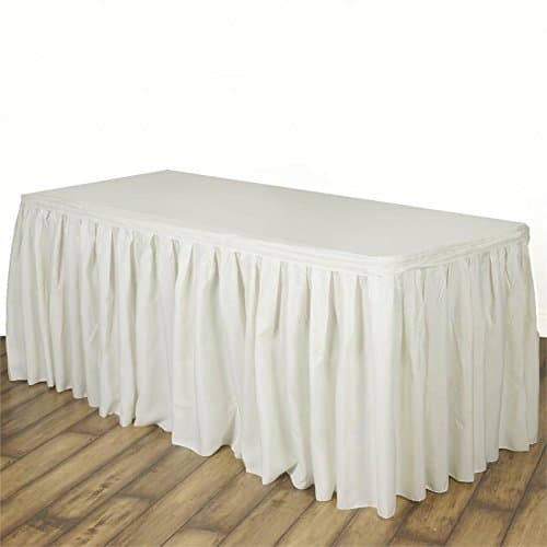 Doolova 14FT IVORY Wholesale Polyester Table Skirt For Wedding Banquet Restaurant