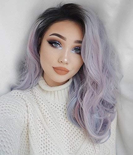 DANTB Medium and Long Wig Synthetic Wigs Realistic Looking Natural Wavy for Women Wig with Free Wig Cap