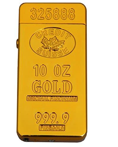 World Backyard Dual Arc Lighter USB Rechargeable Windproof Flamless Electric Lighter, Metal Cover Plasma Cigarettes Lighter Gold maple leaf