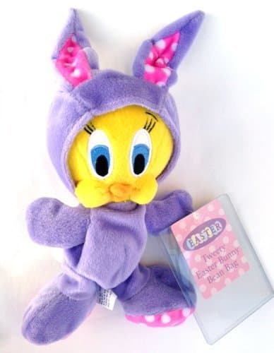 Tweety Bird Easter Bunny Purple Plush Bean Bag 2000 Warner Borthers